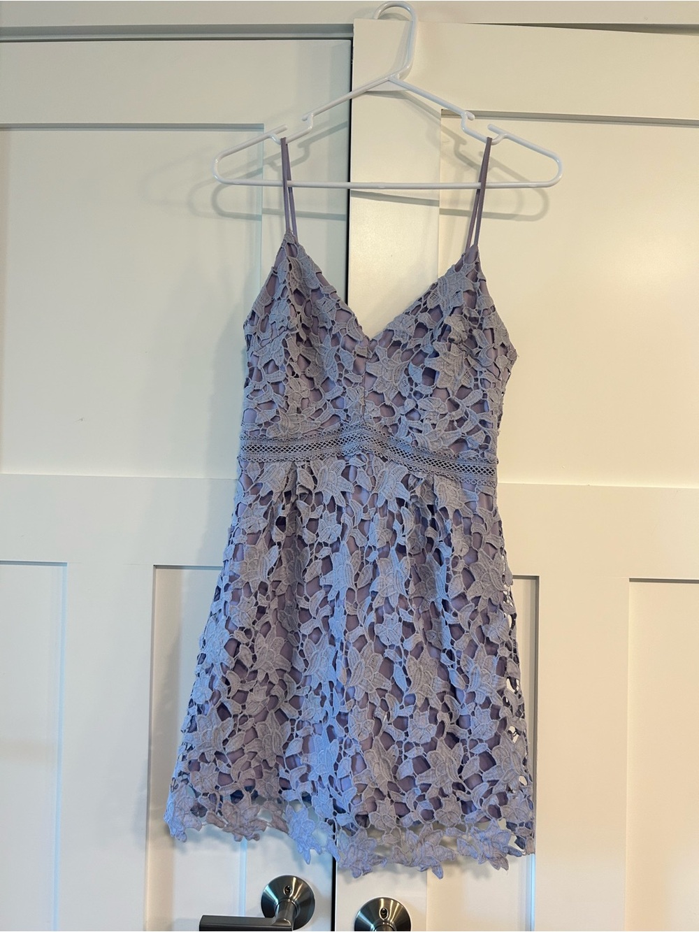 The Impeccable Pig Lilac Lace Mini Dress